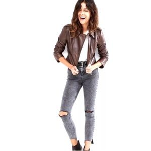 Asos women's Moto jacket size US2 100% Leather